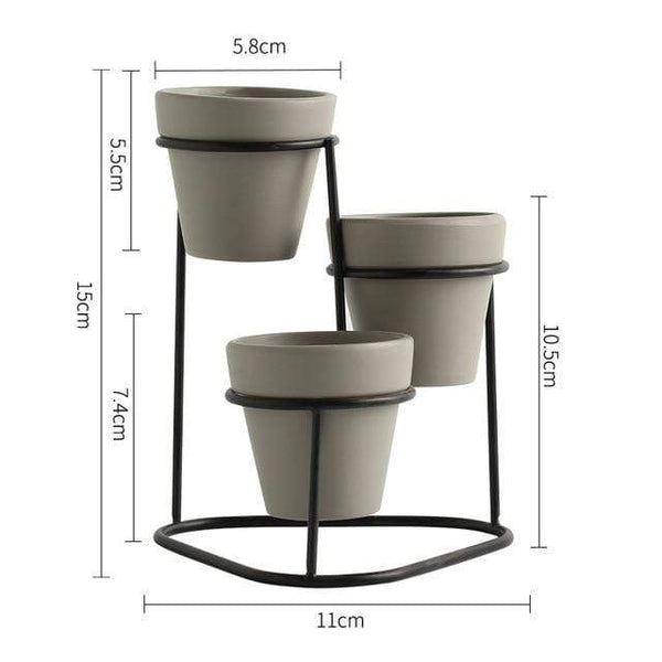 Mini Trio Plant Stand Nordic Flower Succulent Pot With Metal Home Decor