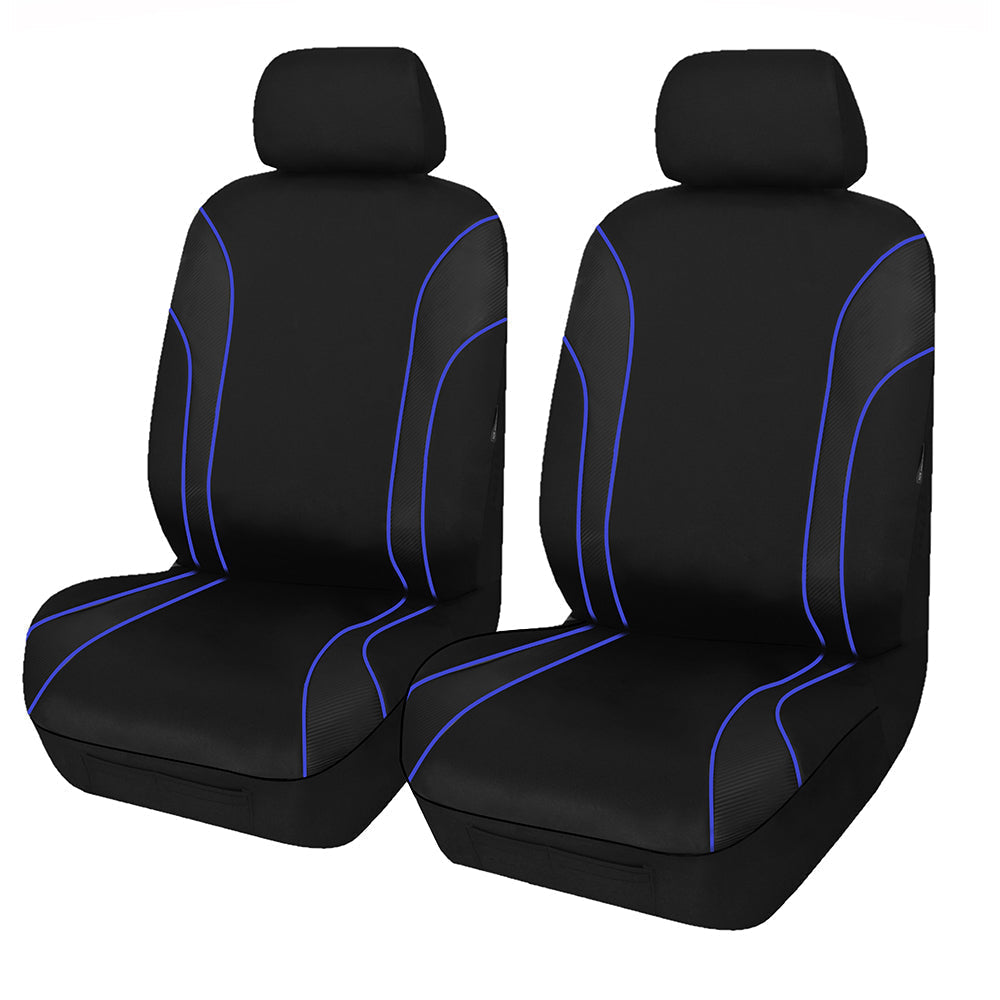 Seat Covers Universal Strident Front Size 30/35 | Blue Piping