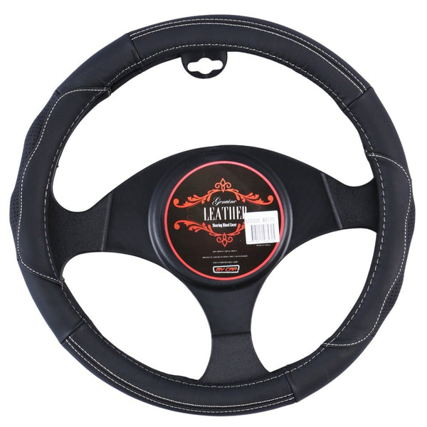 Steering Wheel Covers Nevada Steering Wheel Cover Black/White [Leather]