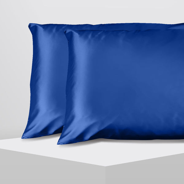 Casa Decor Luxury Satin Pillowcase Twin Pack Size With Gift Box - Navy Blue