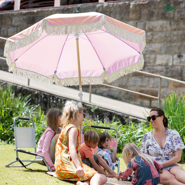 Beach Umbrellas Havana Outdoors Beach Umbrella Portable 2 Metre Fringed Garden Sun Shade Shelter Dusty Rose