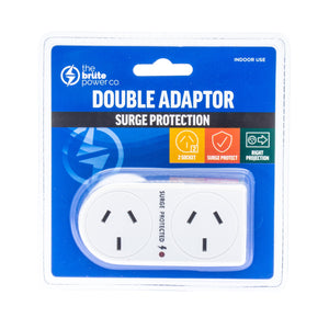 Electrical Sockets The Brute Power Co. Double Adaptor Flat Right + Surge Protection