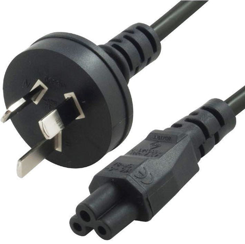 8Ware Au Power Lead Cord Cable 2M - 3-Pin To Cloverleaf Plug Ice 320-C5 Mickey Type Black 240V 7.5A Core