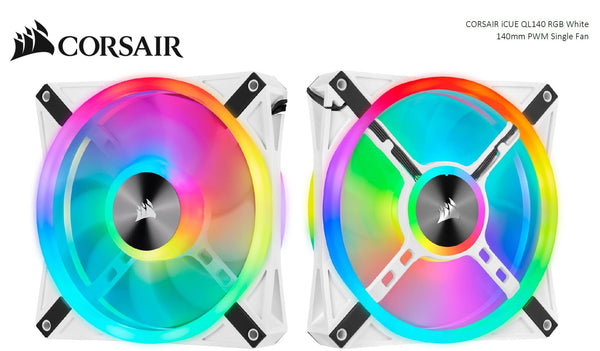 Computer Case Fans Corsair Ql140 Rgb White Icue 140Mm Led Pwm Fan 26Dba 50.2 Cfm Single Pack