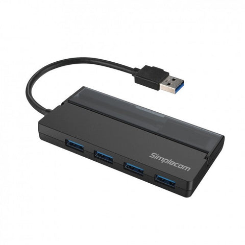 USB Cables, Hubs & Adapters Simplecom Ch329 Portable 4 Usb 3.2 Gen1 (Usb 3.0) 5Gbps Hub With Cable Storage Black