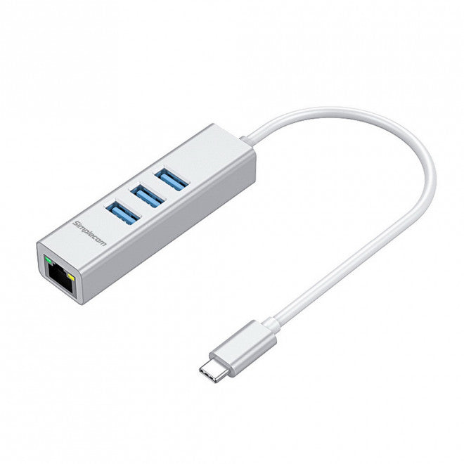 USB Cables, Hubs & Adapters Simplecom Chn421 Silver Aluminium Usb C To 3 Port Hub With Gigabit Ethernet Adapter Cbat Usbclan