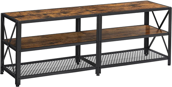 TV Stands & Entertainment Units Tv Stand For 60 Inch With Industrial Style Steel Frame Rustic Brown And Black