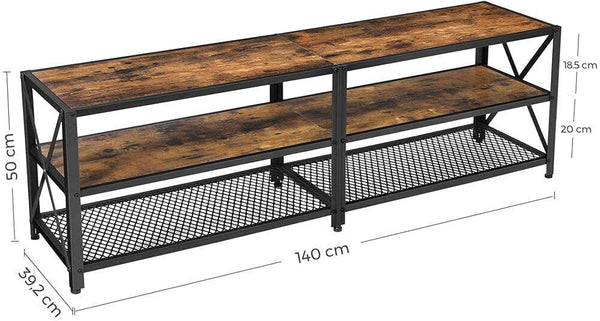 TV Stands & Entertainment Units Tv Stand For 60 Inch With Industrial Style Steel Frame Rustic Brown And Black