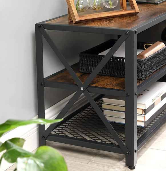 TV Stands & Entertainment Units Tv Stand For 60 Inch With Industrial Style Steel Frame Rustic Brown And Black