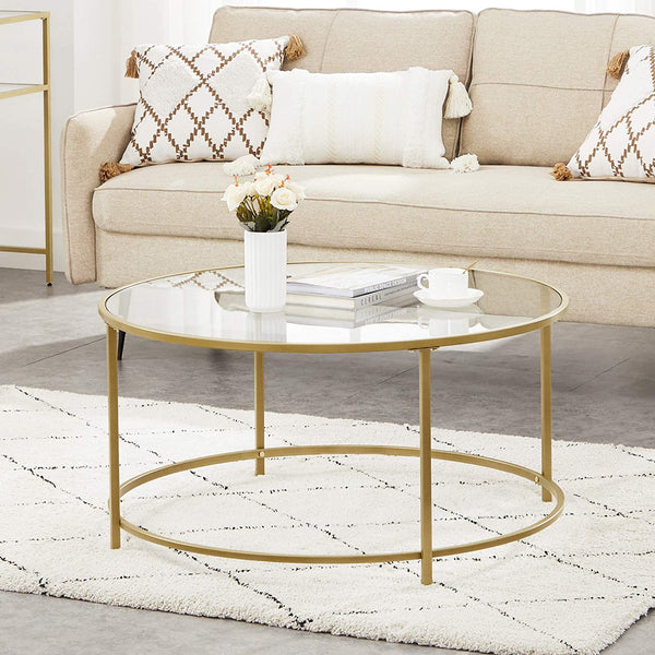 Coffee Tables Gold Glass Table With Golden Iron Frame Stable And Robust Tempered