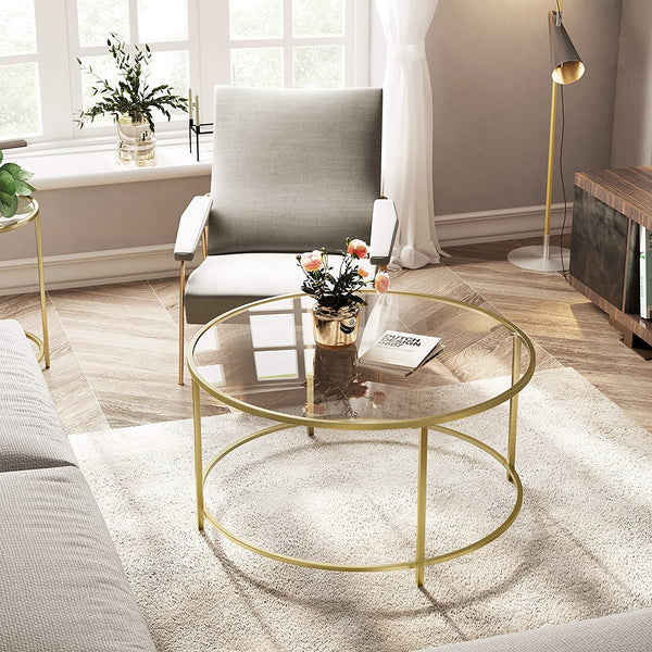 Coffee Tables Gold Glass Table With Golden Iron Frame Stable And Robust Tempered