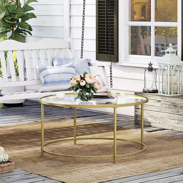 Coffee Tables Gold Glass Table With Golden Iron Frame Stable And Robust Tempered