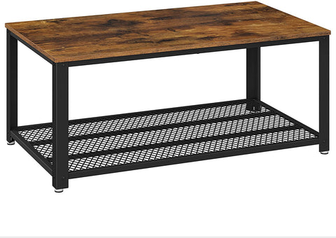 Coffee Tables Coffee Table With Metal Frame Storage Shelf Rustic Brown