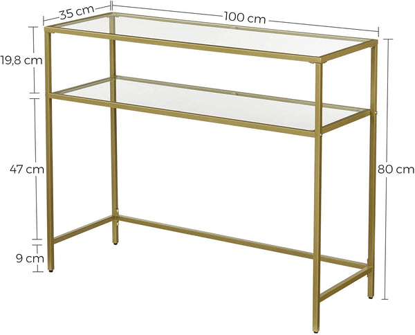 Hall Tables Console Table Metal Frame With 2 Shelves Adjustable Feet