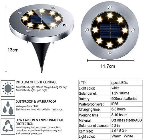 8 Pack Led Solar Pathway Lights Outdoor Ground (Warm White)