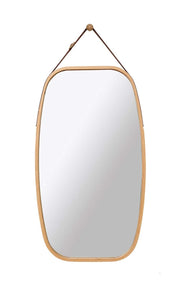 Mirrors Hanging Full Length Wall Mirror Solid Bamboo Frame And Adjustable Leather Strap For Bathroom Bedroom