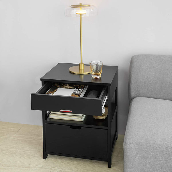 Bedside Tables Black Bedside Table With 2 Drawers