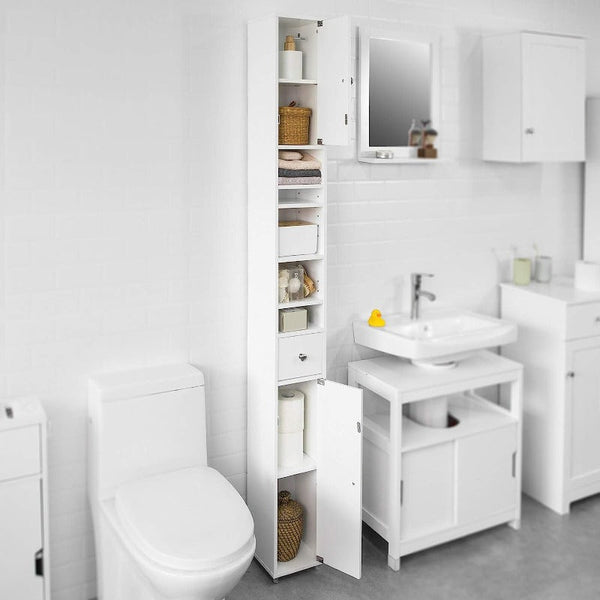 Cabinets & Cupboards White Tall Bathroom Cabinet High Storage