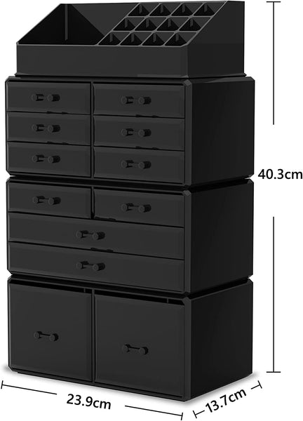 Makeup Bags & Cases Makeup Cosmetic Organizer Storage With 12 Drawers Display Boxes (Black)