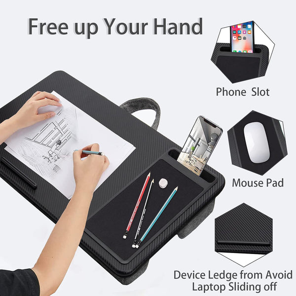 Stands, Holders & Car Mounts Portable Laptop Desk With Device Ledge, Mouse Pad And Phone Holder For Home Office (Black, 40Cm)