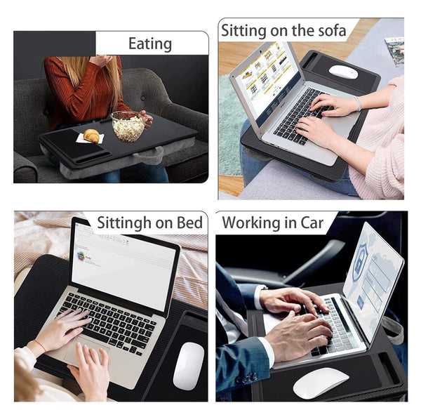 Portable Laptop Desk With Device Ledge, Mouse Pad And Phone Holder For Home Office (Black, 40Cm)