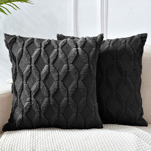 Cushion Covers 2 Pack Decorative Boho Throw Pillow Covers 45 X Cm (Black)