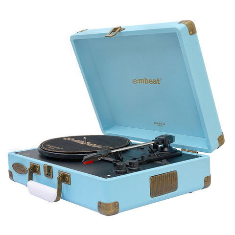 Turntables Mbeat Woodstock Ii Sky Blue Retro Bluetooth (Tx/Rx) Turntable