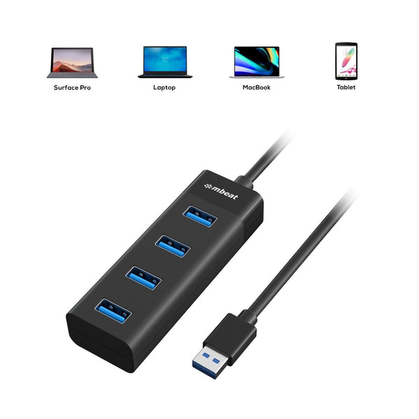 USB Cables, Hubs & Adapters Mbeat 4 Port Usb 3.0 Hub Black