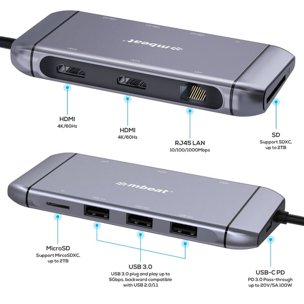 USB Cables, Hubs & Adapters Mbeat Elite X11 Dual Hdmi Usb C Multifunction Docking Station