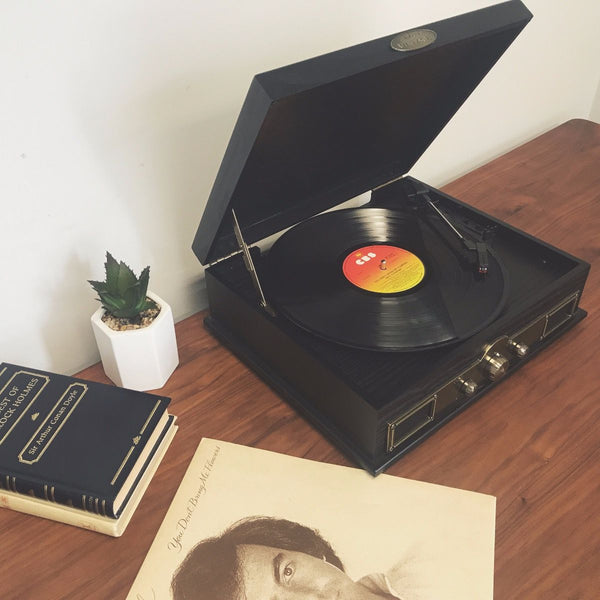 Cables & Adapters Mbeat Vintage Wood Turntable With Bluetooth Speaker, Am/Fm Radio