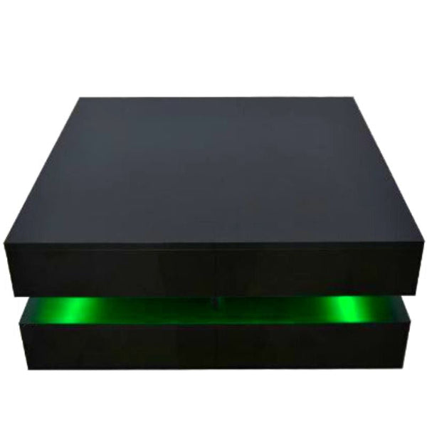 Coffee Tables Modern Large High Gloss Coffee Table With Led Lights Black