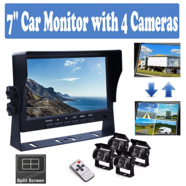 Rear View Monitors/Cams & Kits 4 Channel Split 7" Screen Monitor W/4 Reversing Camera Kit For Truck Trailer Bus