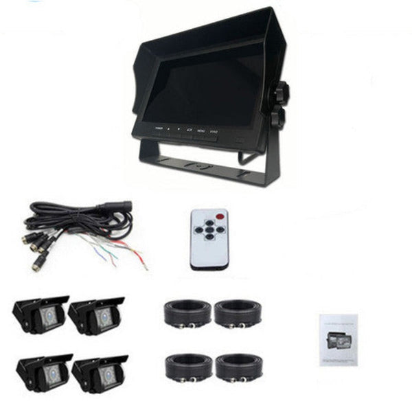 Rear View Monitors/Cams & Kits 4 Channel Split 7" Screen Monitor W/4 Reversing Camera Kit For Truck Trailer Bus