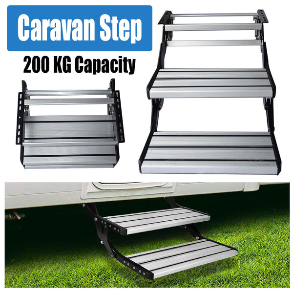 Caravan Parts Accessories Aluminium Double Caravan Step Pull Out Folding Steps For Road Rv Camper Trailer