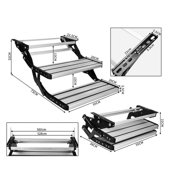 Caravan Parts Accessories Aluminium Double Caravan Step Pull Out Folding Steps For Road Rv Camper Trailer