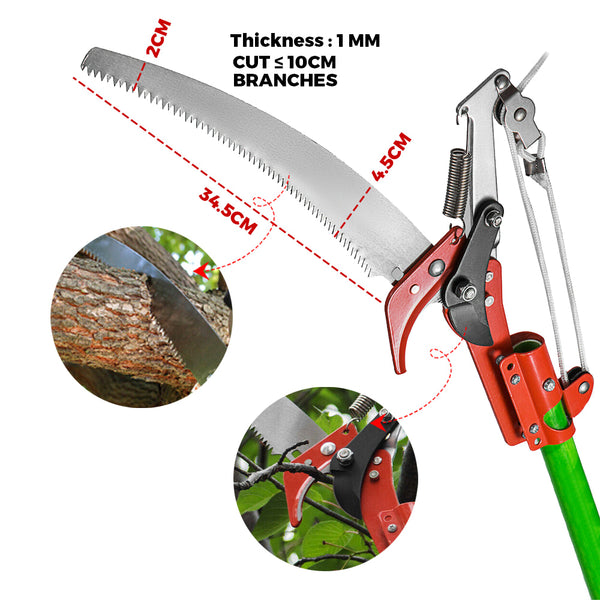 8M Detachable Pole Pruning Saw Tree Trimmer Shearing Portable Storage Bag