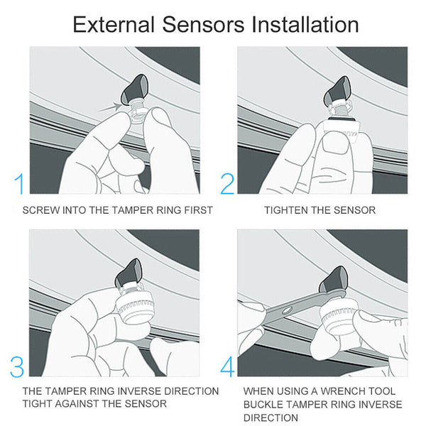 Tyre Pressure Gauges 4 Sensor Solar Wireless Tpms Car Tire Tyre Pressure System Monitoring External