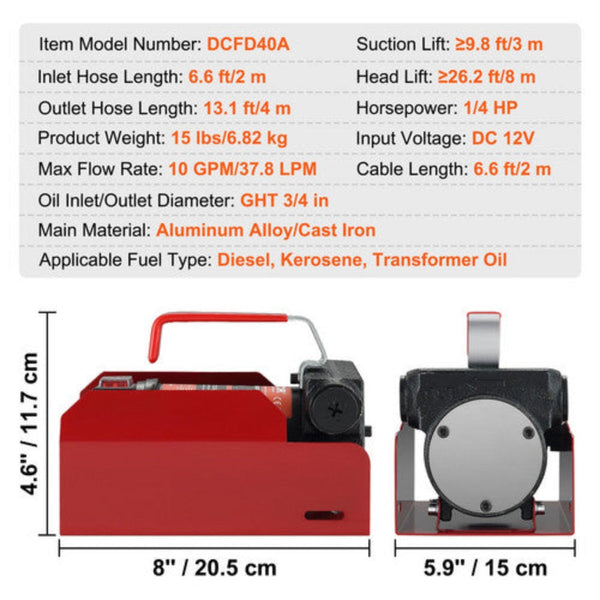 Fuel Pumps 12V Portable Electric Oil Transfer Extractor Fluid Suction Pump Diesel Siphon Au