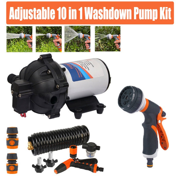 Water Pumps & Pressure Tanks 6.6Gpm Washdown Pump Kit 12V W/ Hose Nozzle For Caravan Rv Marine Boat