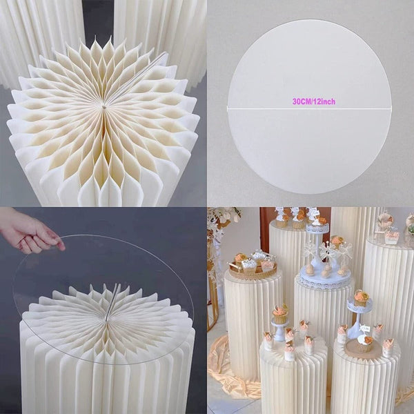 Venue Decorations 4 Hard Carboard Display Stand Round Plinth Cylinder Pedestal Wedding Flower