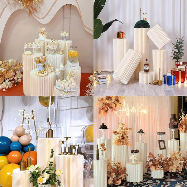 Venue Decorations 4 Hard Carboard Display Stand Round Plinth Cylinder Pedestal Wedding Flower