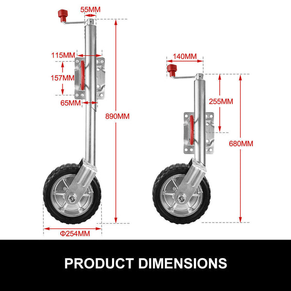 Trailer Parts Jockey Wheel 10" Inch Swing Up Rubber 1000Kg Caravan Boat Trailer