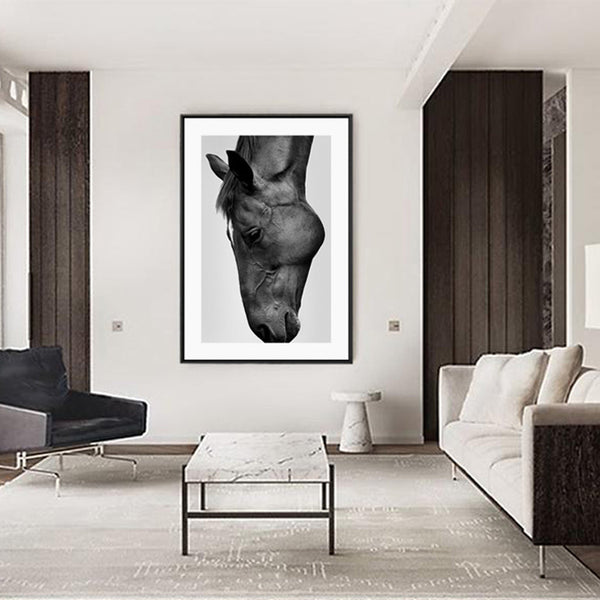 Wall Art 60Cmx90cm Modern Black Horse Frame Canvas