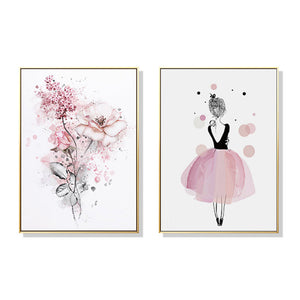 Posters & Prints Wall Art 60Cmx90cm Dancing Ballerina In Paris 2 Sets Gold Frame Canvas