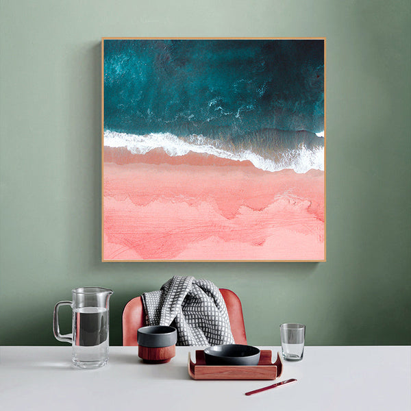 Posters & Prints Wall Art 60Cmx60cm Pink Sea Wood Frame Canvas