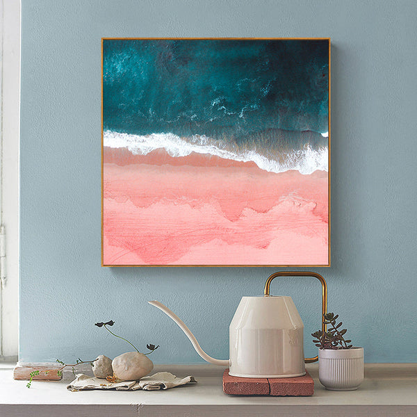 Posters & Prints Wall Art 60Cmx60cm Pink Sea Wood Frame Canvas