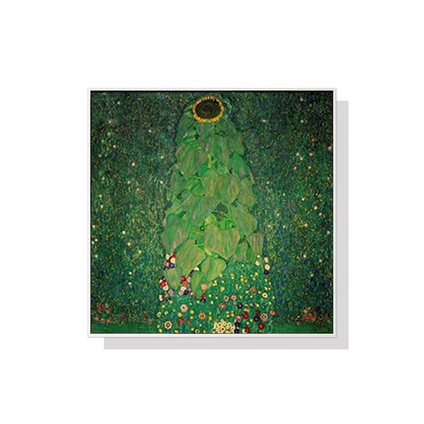 Posters & Prints Wall Art 60Cmx60cm Sunflower By Gustav Klimt White Frame Canvas