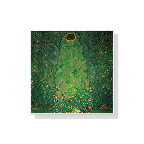 Wall Art 80Cmx80cm Sunflower By Gustav Klimt White Frame Canvas