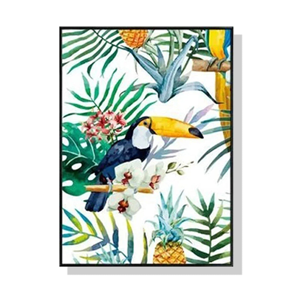 Posters & Prints Wall Art 50Cmx70cm Toucan Plants Black Frame Canvas