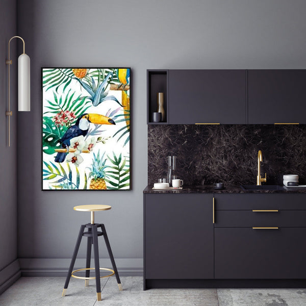 Posters & Prints Wall Art 50Cmx70cm Toucan Plants Black Frame Canvas